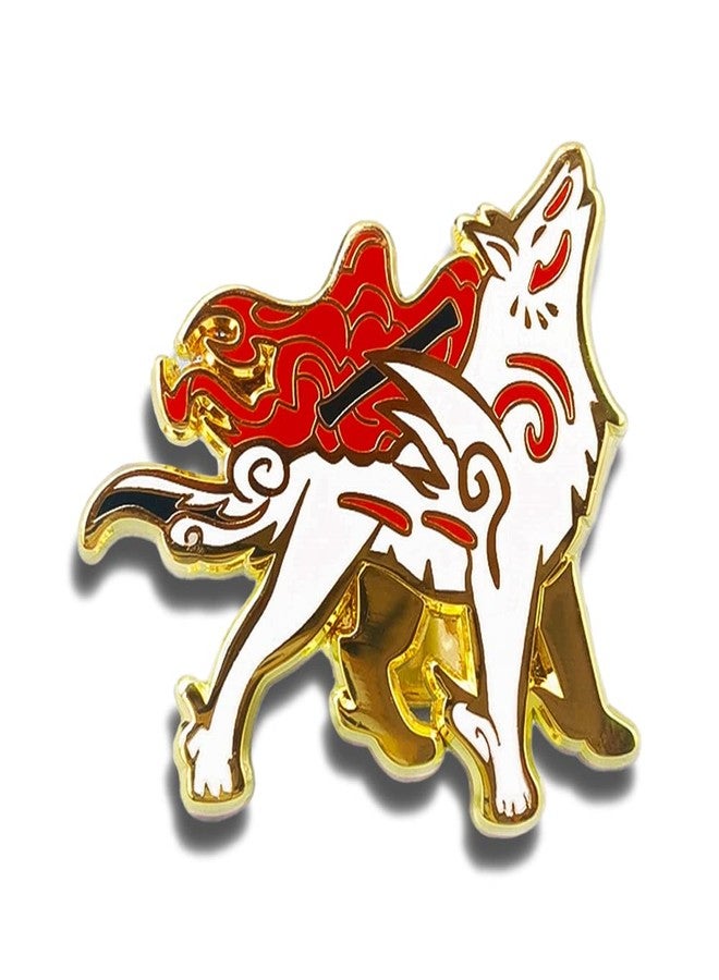 Untitled White Wolf Okami Amaterasu Japanese Mythology Sun Goddess Enamel Pin Novelty Brooch Buttons Jewelry for Jackets Jeans Backpack Cloth Lapel Bag Hat Gift for Anime Lovers Men Women - Image 1